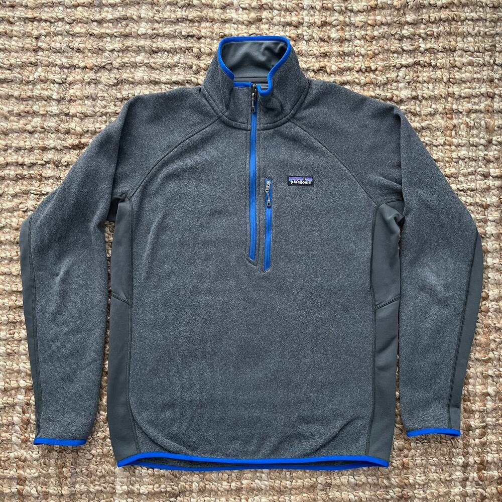 Patagonia Better Sweater Quarter Zip Dark Gray Blue Trim Men’s L Fleece Pullover